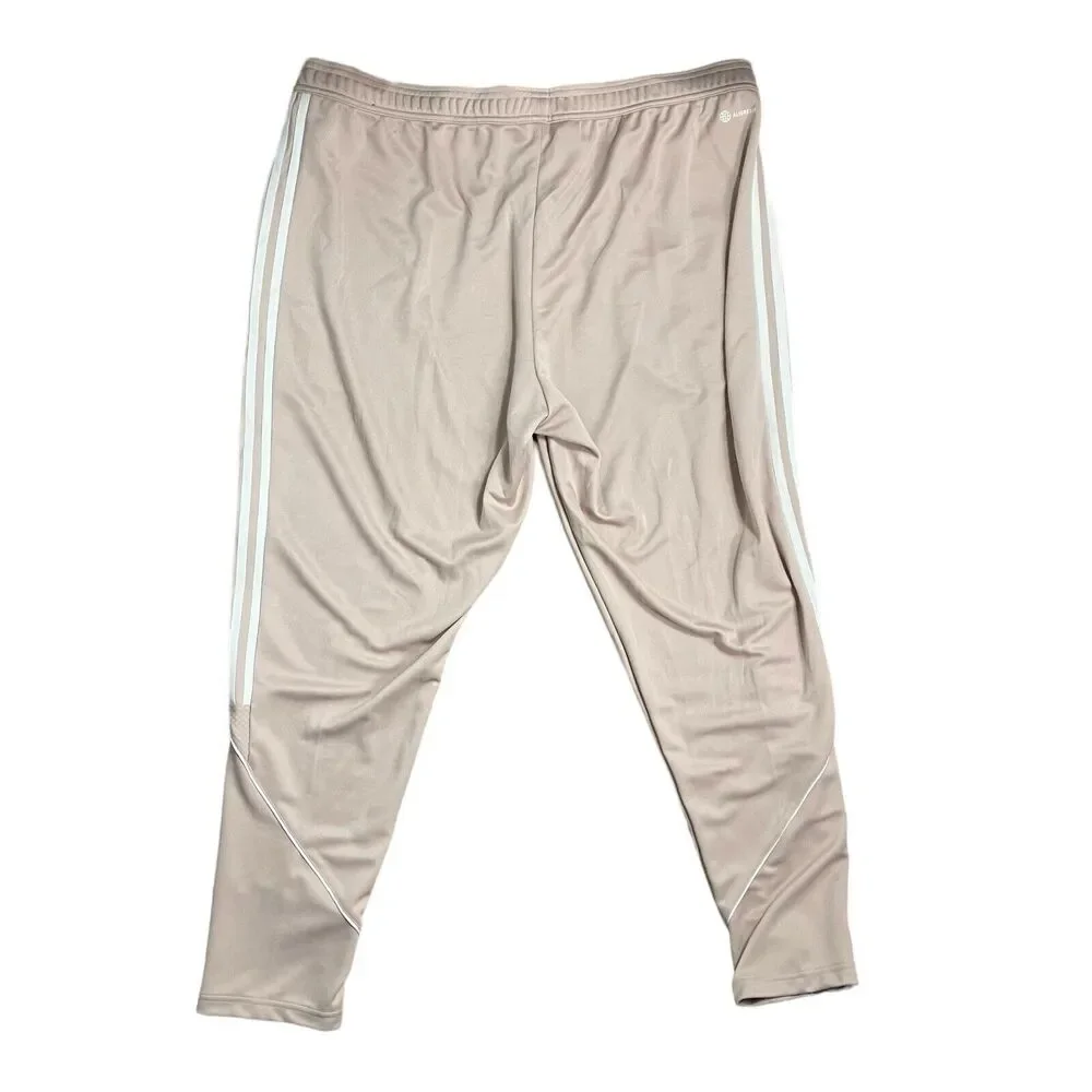 adidas Men's Beige Sweatpants with White Stripes